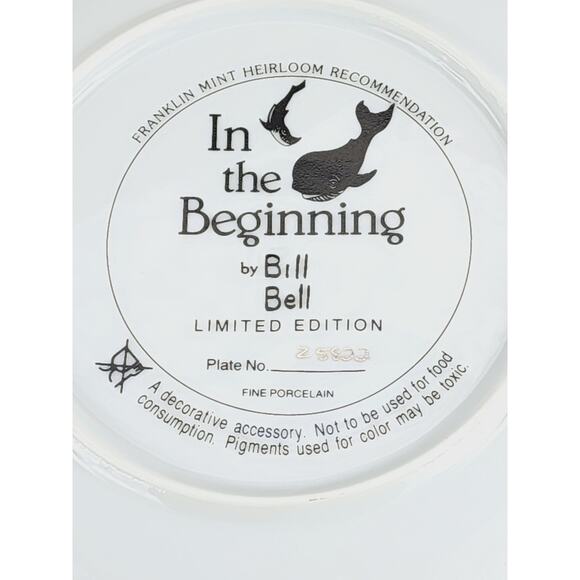 Wildlife & Marine Life Plate In The Beginning Wall Decor 8" Porcelain 80's Vtg - Picture 10 of 15